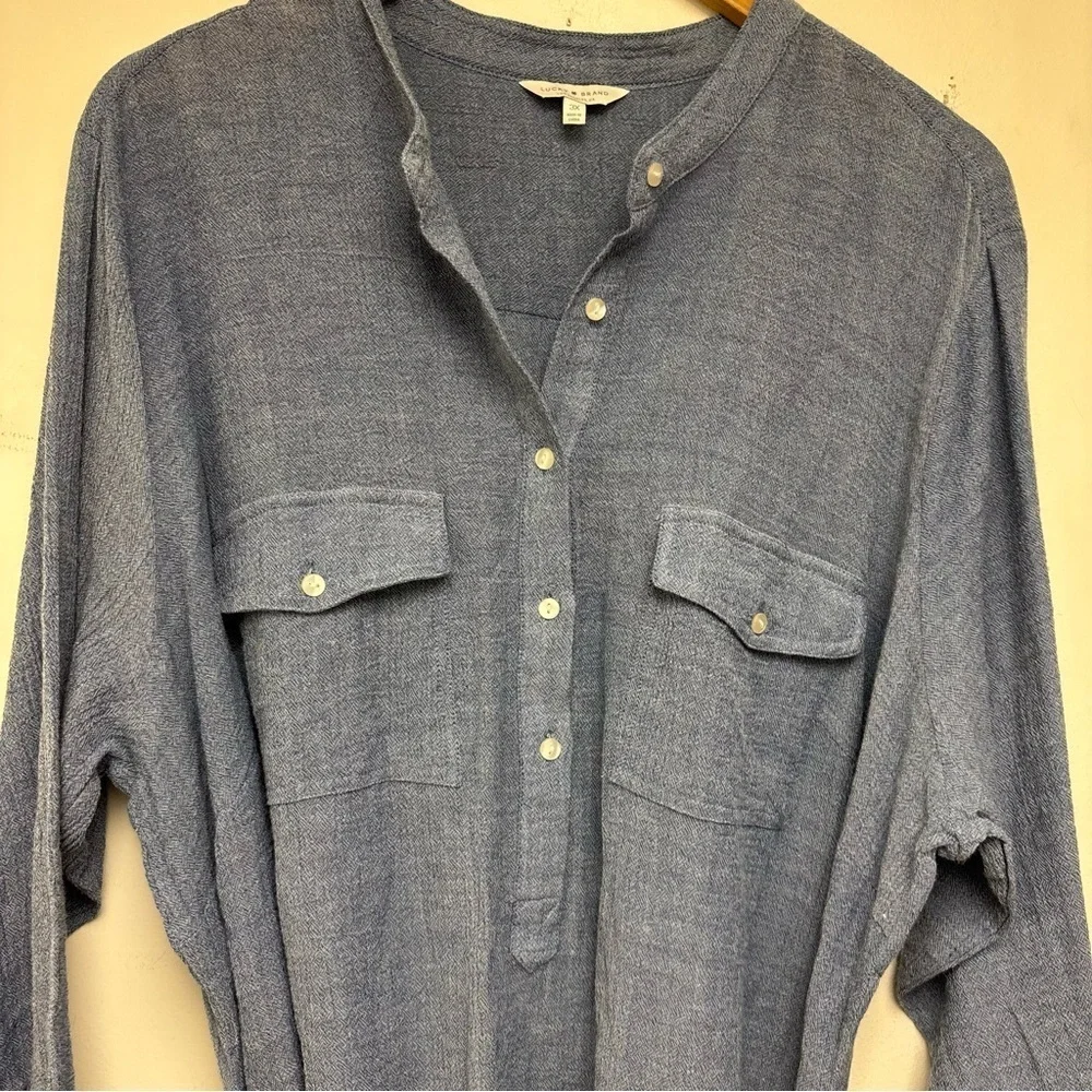 Lucky Brand Chambray Tie Front Dress